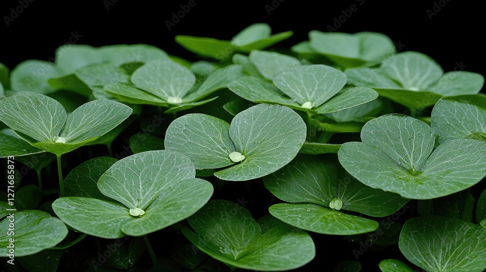 Lush green leaves, close-up, dark background, nature backdrop Lush green leaves, close-up, dark background, nature backdrop