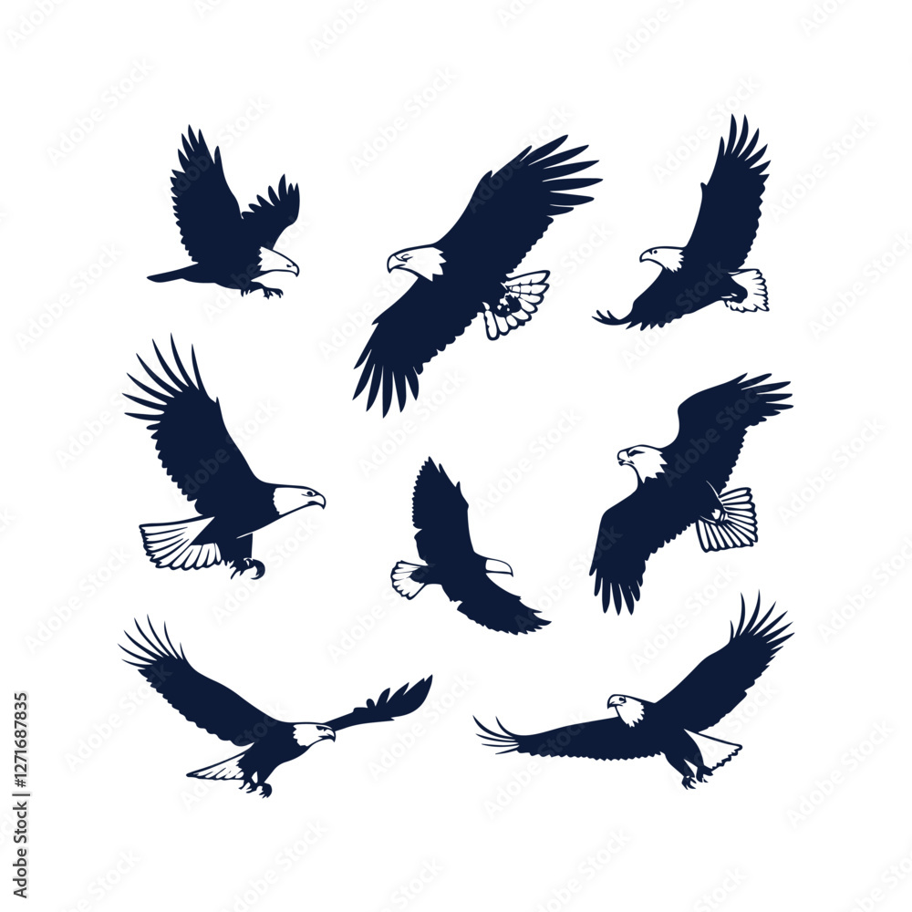 Obraz premium Collection of Eagle Silhouette Vector Illustrations