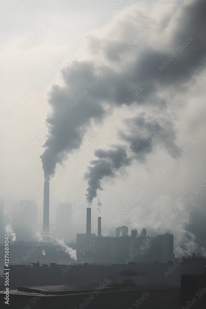 Smog-Covered City Skyline:An Environmental Crisis in Dystopian Atmosphere Smog-Covered City Skyline:An Environmental Crisis in Dystopian Atmosphere