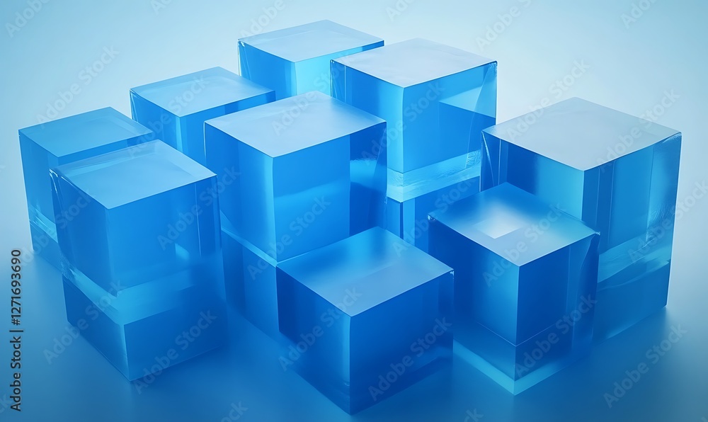 Perfectly Arranged Translucent Blocks. Blue, Futuristic Tech Background. Teal and Black, . Perfectly Arranged Translucent Blocks. Blue, Futuristic Tech Background. Teal and Black, .