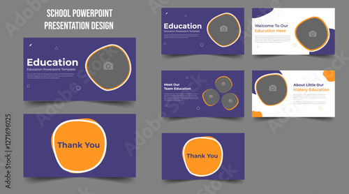 Education PowerPoint presentation slides template design. Use for modern keynote presentation background, brochure design, website slider, landing page, annual report,