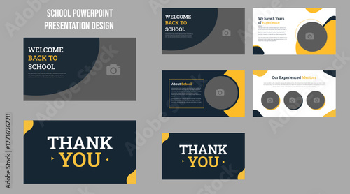 Education PowerPoint presentation slides template design. Use for modern keynote presentation background, brochure design, website slider, landing page, annual report,
