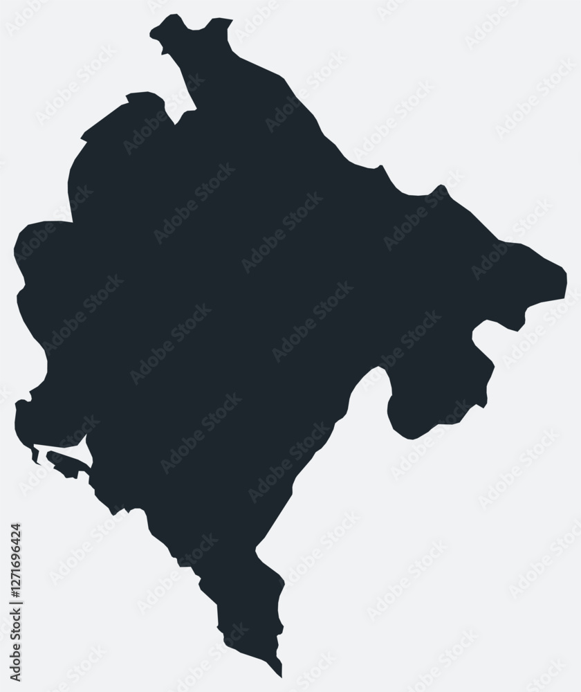 Montenegro map. Just a simple border map. Shape of the country. Flat blank Montenegro outline. Vector boundary illustration. Montenegro map. Just a simple border map. Shape of the country. Flat blank Montenegro outline. Vector boundary illustration.