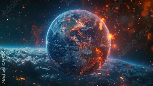 Wallpaper Mural interactive software depicting a digital twin of Earth, being used to predict and adapt to climate related events Torontodigital.ca