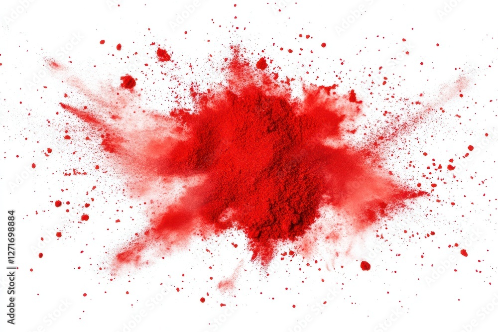 Red powder explosion on white background. Red powder explosion on white background.