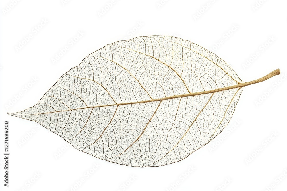 Obraz premium A delicate, clear leaf showcasing intricate vein patterns, ideal for nature-themed projects or organic designs.