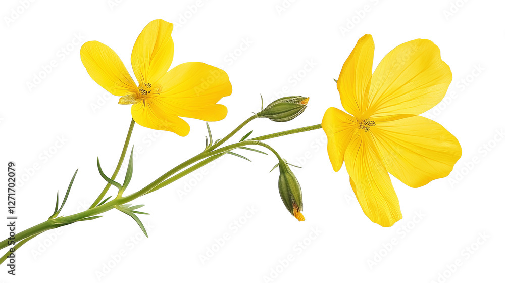 Fototapeta premium Two vibrant yellow flowers isolated on transparent background