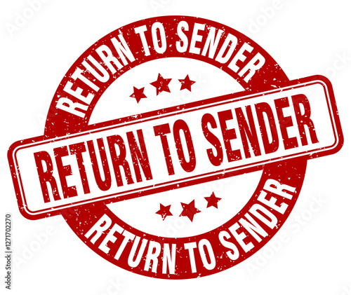 return to sender stamp. return to sender label. round grunge sign