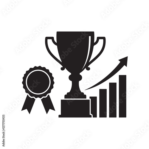 award medal and trophy icons set silhouette vector symbols for achievement