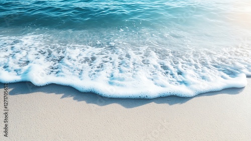 Ocean wave gently lapping on a sandy beach
