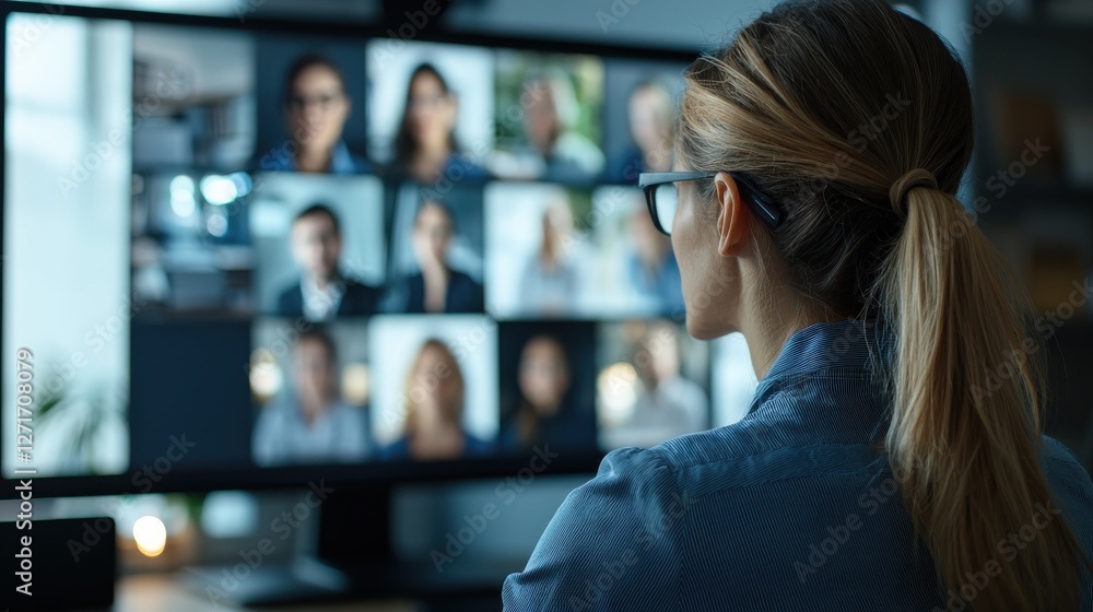 Virtual team meeting online workplace video conference digital environment rear view collaboration strategies Virtual team meeting online workplace video conference digital environment rear view collaboration strategies