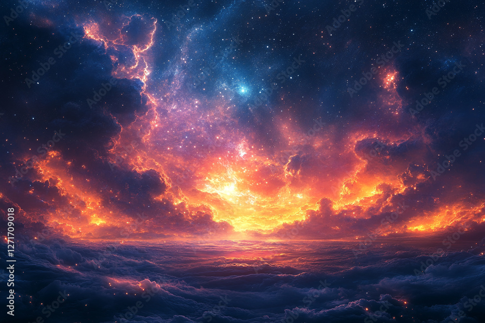 Celestial Luminescence, An Ethereal Fusion of Fire and Starlight Celestial Luminescence, An Ethereal Fusion of Fire and Starlight