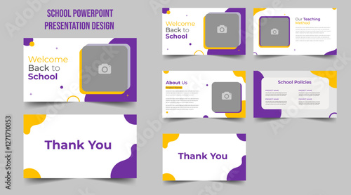 Education PowerPoint presentation slides template design. Use for modern keynote presentation background, brochure design, website slider, landing page, annual report,