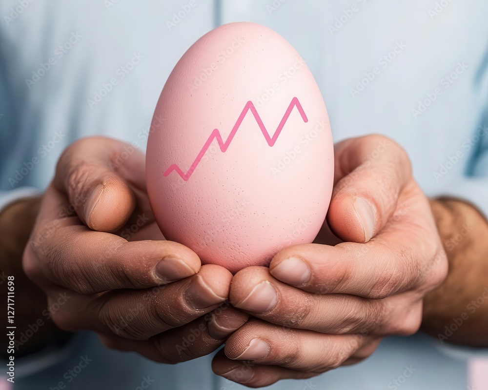 Happy investor holding an Easter egg with a rising graph symbol, celebrating portfolio growth Happy investor holding an Easter egg with a rising graph symbol, celebrating portfolio growth