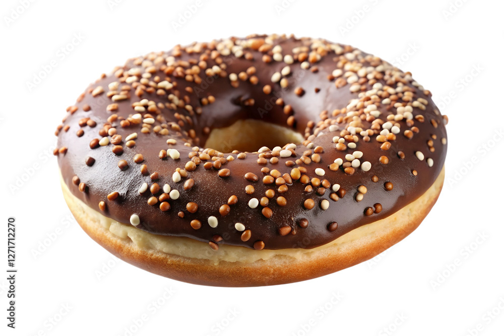 Delicious Flying Frosted Sprinkled Chocolate Donut - Sweet Doughnut Isolated on transparent Background Delicious Flying Frosted Sprinkled Chocolate Donut - Sweet Doughnut Isolated on transparent Background