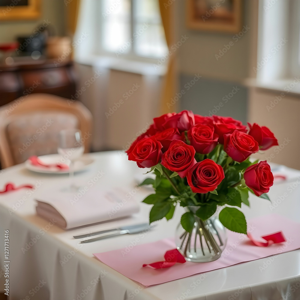 Red roses bouquet on the table Red roses bouquet on the table