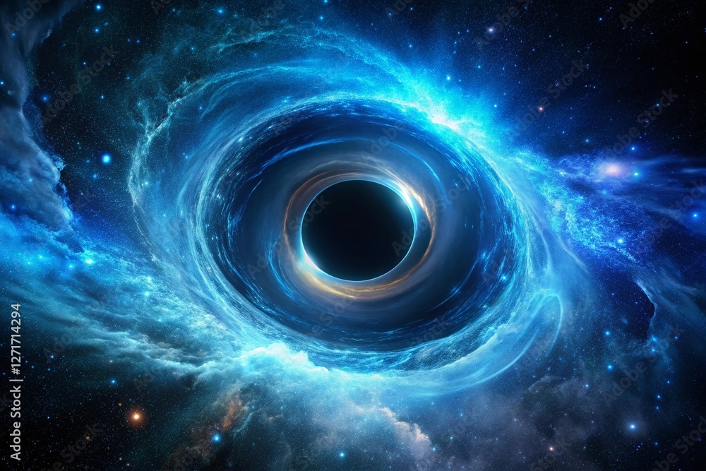 Cosmic Nebula: Abstract Techno Blue Halo Black Hole Background Stock Photo Cosmic Nebula: Abstract Techno Blue Halo Black Hole Background Stock Photo