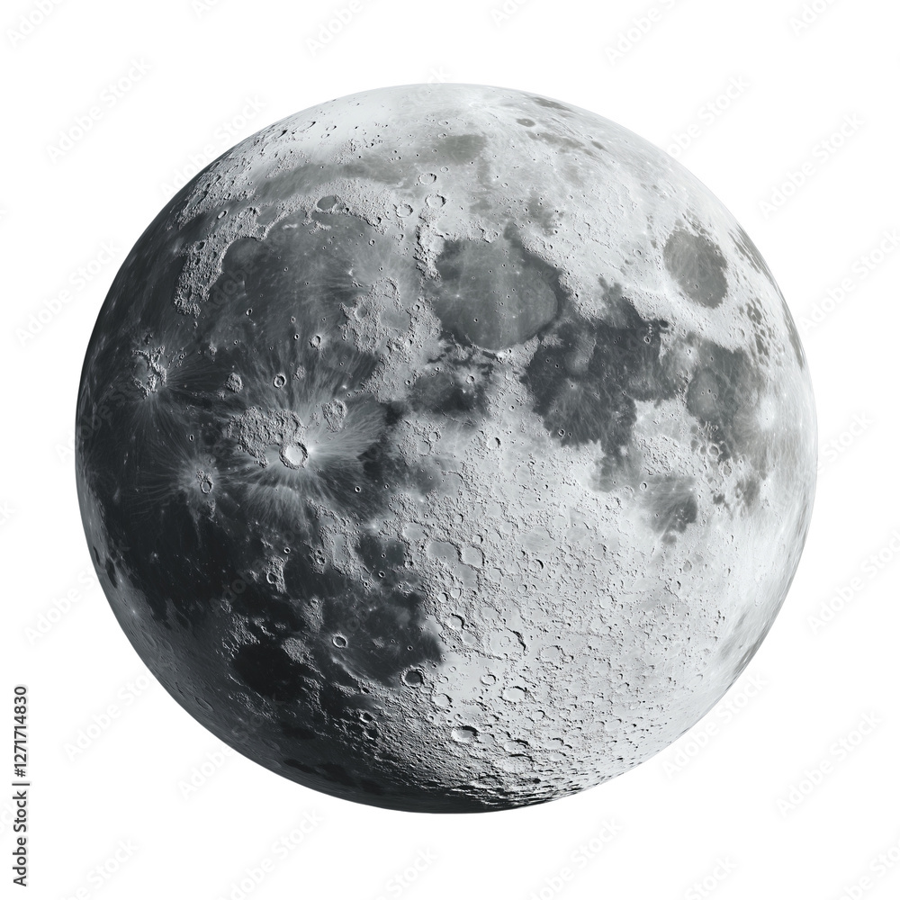 Naklejka premium Full moon surface isolated on transparent background