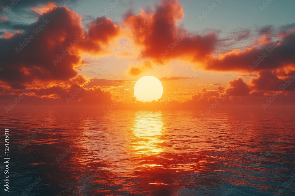 Golden Orb's Descent, A Celestial Symphony of Light and Sea Embrace Golden Orb's Descent, A Celestial Symphony of Light and Sea Embrace
