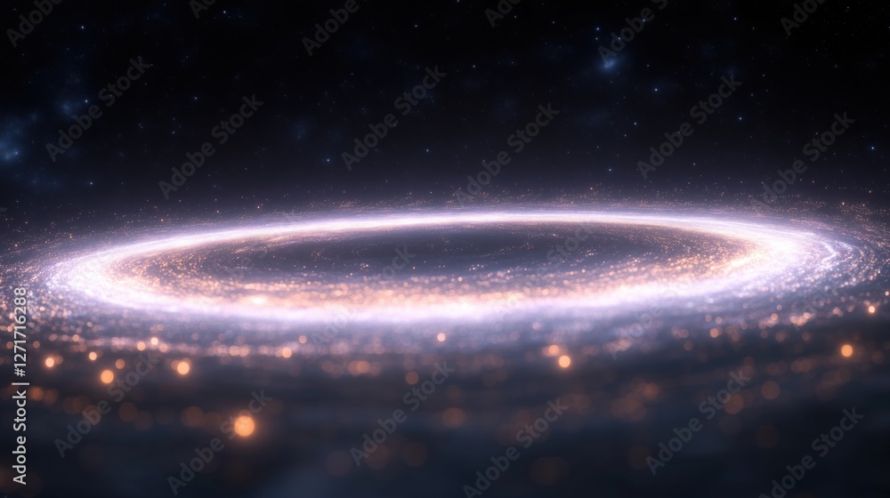 Fototapeta premium A stunning view of a luminous galaxy ring with sparkling stars against a dark background.