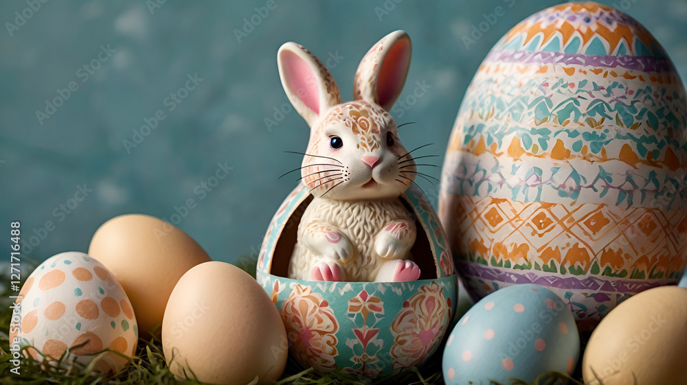 An adorable Easter bunny sitting sweetly, capturing the magic of the holiday. An adorable Easter bunny sitting sweetly, capturing the magic of the holiday.