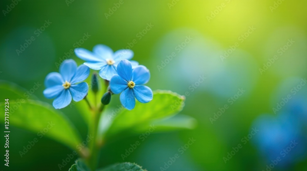 Close-up of delicate blue wildflowers blossoming in a vibrant green natural setting Close-up of delicate blue wildflowers blossoming in a vibrant green natural setting
