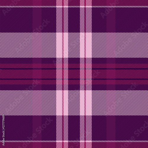 Screen textile seamless vector, female plaid fabric tartan. Fall pattern check background texture in dark and magenta colors.