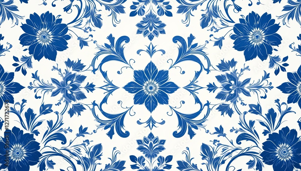 Obraz premium Floral pattern design studio digital art creative space top-down view aesthetic appeal