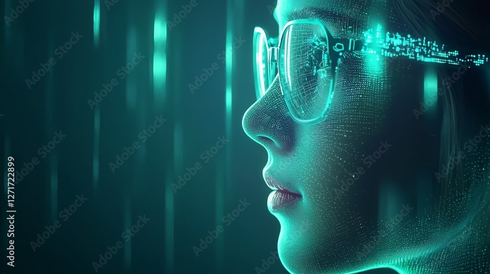 Futuristic woman with glasses, a vision of style and technology portrait Futuristic woman with glasses, a vision of style and technology portrait