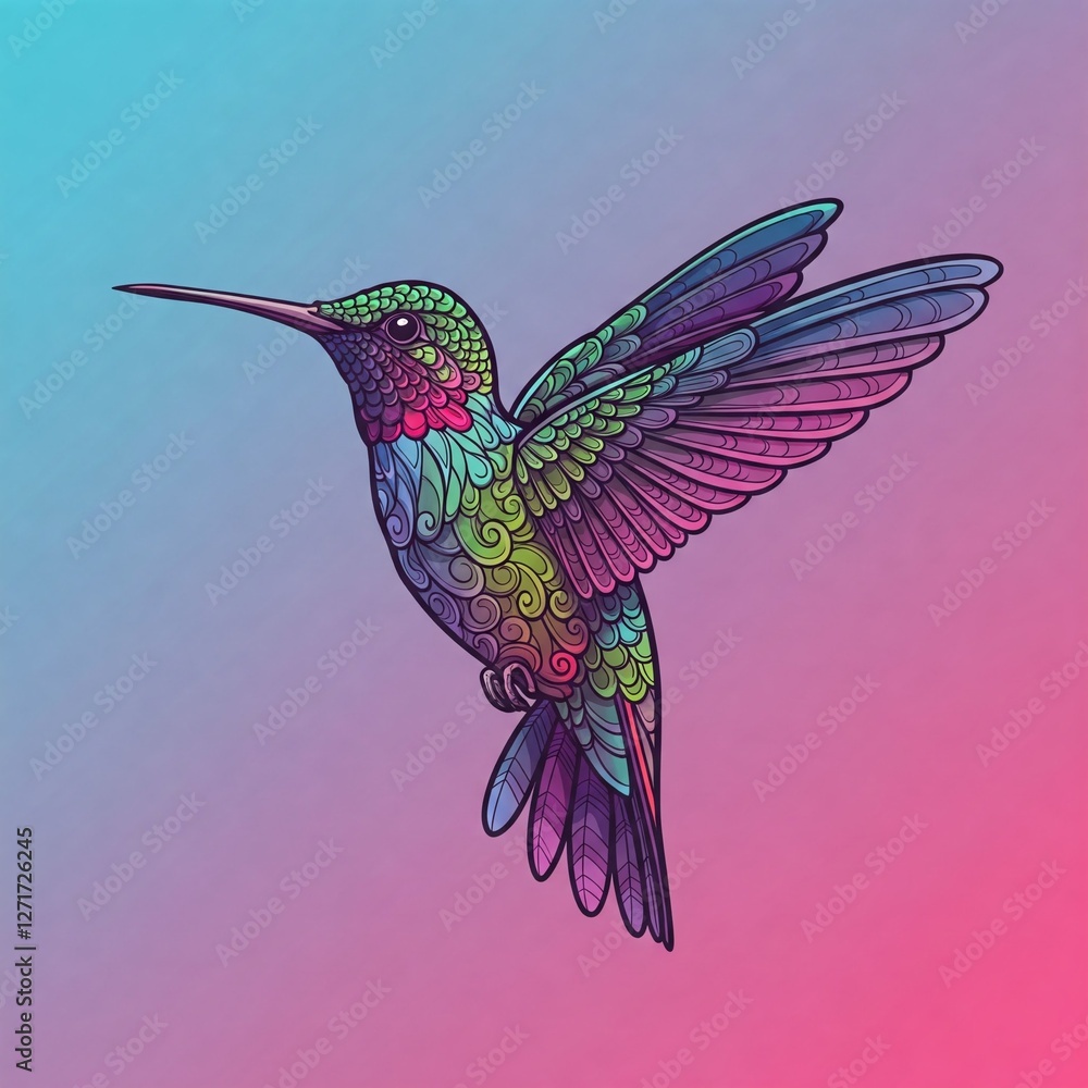 Obraz premium Square illustration of a hummingbird design.
