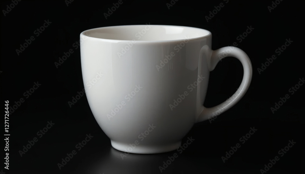 Elegant White Cup on Deep Black Background – Minimalist Still Life Photography Elegant White Cup on Deep Black Background – Minimalist Still Life Photography