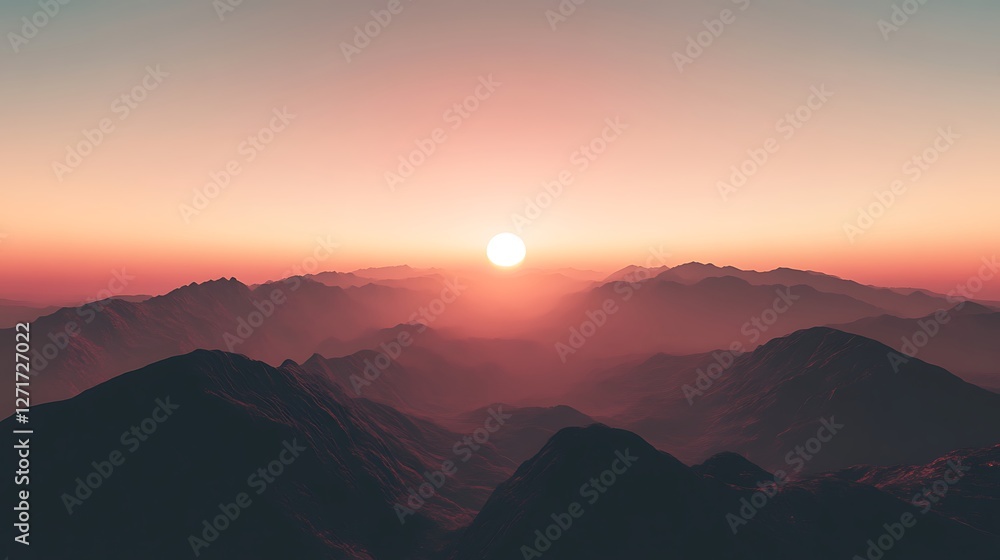 Majestic Sunset Over Silhouetted Mountain Ranges Majestic Sunset Over Silhouetted Mountain Ranges