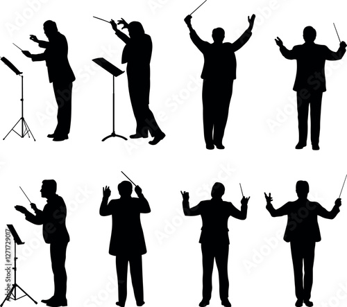 Music conductor silhouette vector illustration set