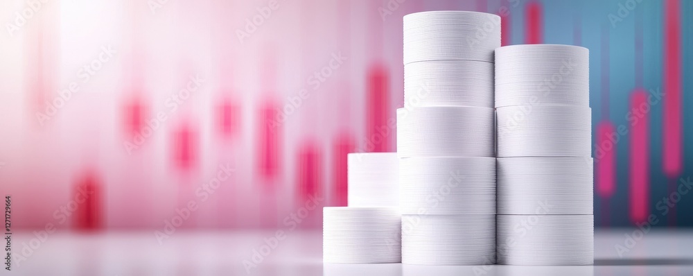 A stack of white coins rises against a colorful background, symbolizing financial growth and investment trends in a modern economic context. A stack of white coins rises against a colorful background, symbolizing financial growth and investment trends in a modern economic context.