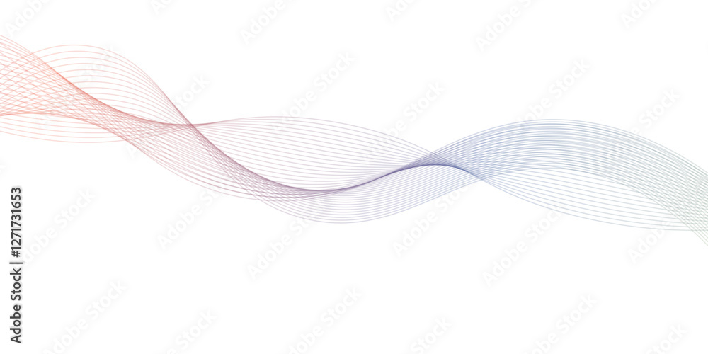 Fototapeta premium Colorful gradient abstract wave lines poster, vector illustration isolated on white.