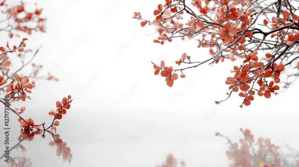 Tree with vibrant red leaves in autumn displaying seasonal foliage in a natural landscape setting Tree with vibrant red leaves in autumn displaying seasonal foliage in a natural landscape setting