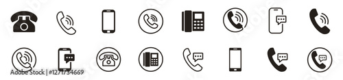 Wallpaper Mural Phone icon set, Containing Chat bubble, Telephone call, phone mobile call, Cell phone chat, Contact us, Contact symbol and more, Vector illustration Torontodigital.ca