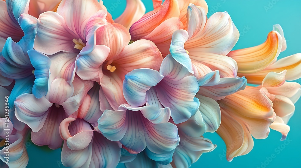 Fototapeta premium there is a close up of a bunch of flowers with a blue background