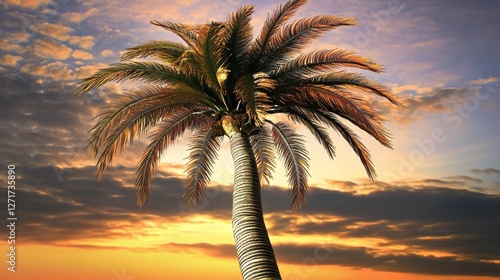 Stunning Palm Tree at Sunset: A Tropical Paradise