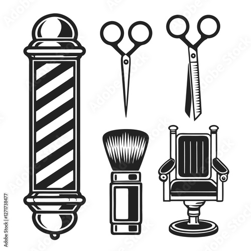 Barber Icons Black Collection for Design