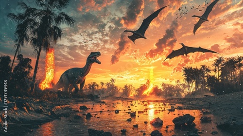 An educational illustration of the K-Pg boundary, representing the mass extinction event between the Cretaceous and Paleogene periods.