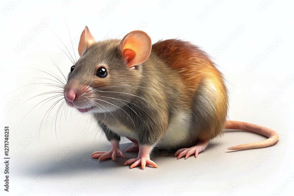 Cute Rat on White Background - Rodent Stock Photo Cute Rat on White Background - Rodent Stock Photo