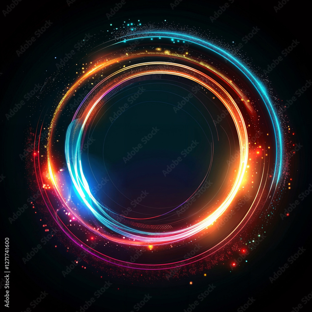 Glowing circle in the dark background Glowing circle in the dark background