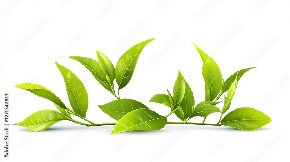 Fototapeta premium background with flying green tea leaves