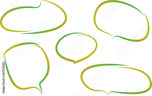 mustard green colored hand drawn speech bubbles set