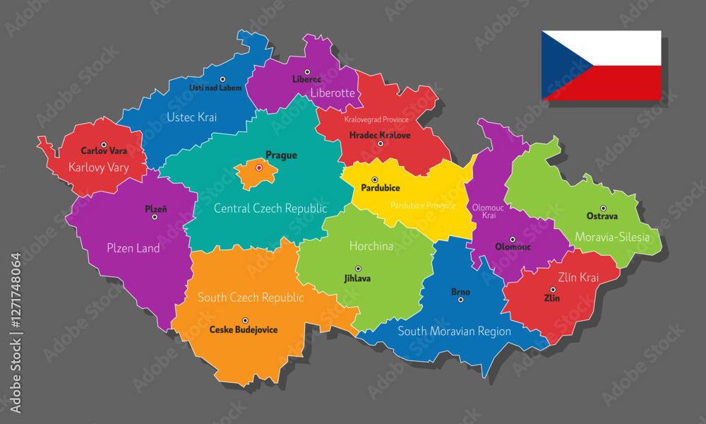 Obraz premium Vector map of Czech Republic