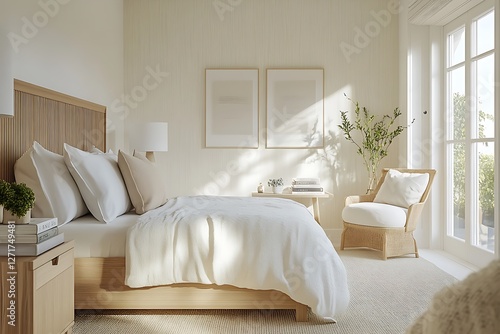 there is a bed with a white comforter and a chair in a room