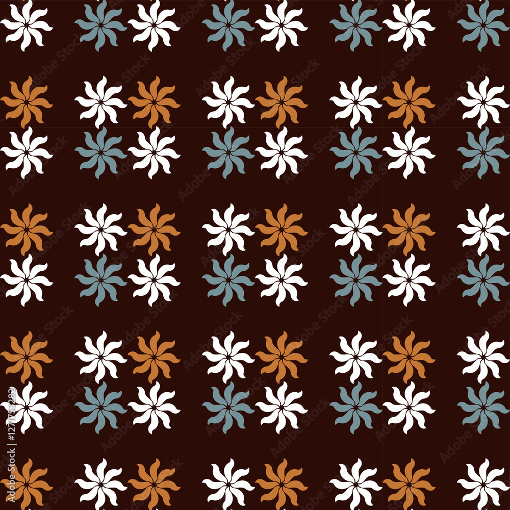 The modern flowers seamless geometric pattern composed of small squares arranged in a grid. Each square contains wavy lines vector The modern flowers seamless geometric pattern composed of small squares arranged in a grid. Each square contains wavy lines vector