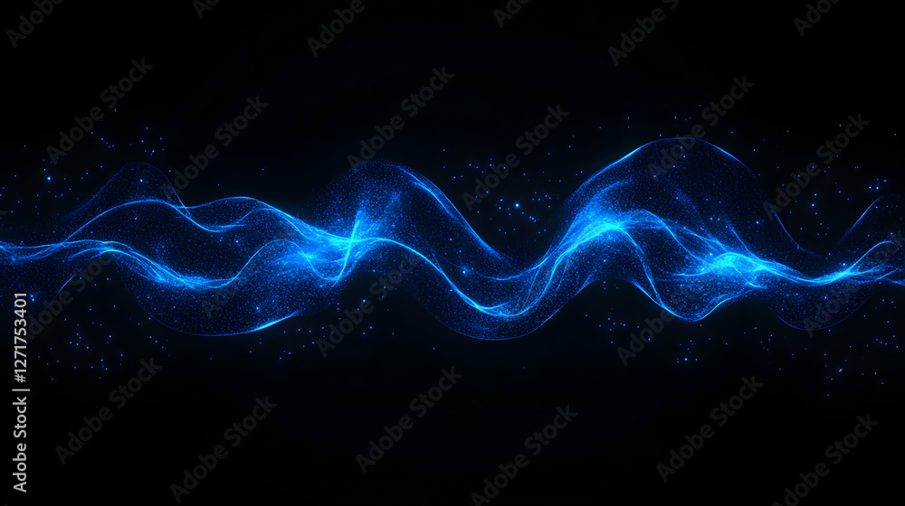 Blue abstract data stream wavy lines on black background technology wallpaper Blue abstract data stream wavy lines on black background technology wallpaper