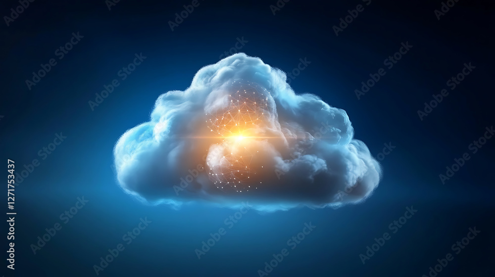 Fototapeta premium Futuristic cloud computing visualization digital data analysis abstract environment bright conceptual imagery technological perspective